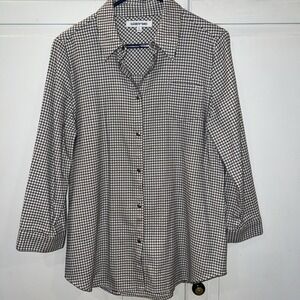 Elizabeth And James Women's Snap Front Cotton Flannel Large Shirt 3/4 Sleeve‎